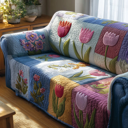 Eternal Tulip Spring Quilted Sofa Cover NCU0TH3627