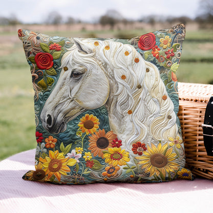 Ethereal Horse and Flowers Quilted Pillow Case NCU0TL065