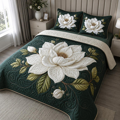 Ethereal Magnolia 3-Piece Quilted Bedding Set NCU0DV3626