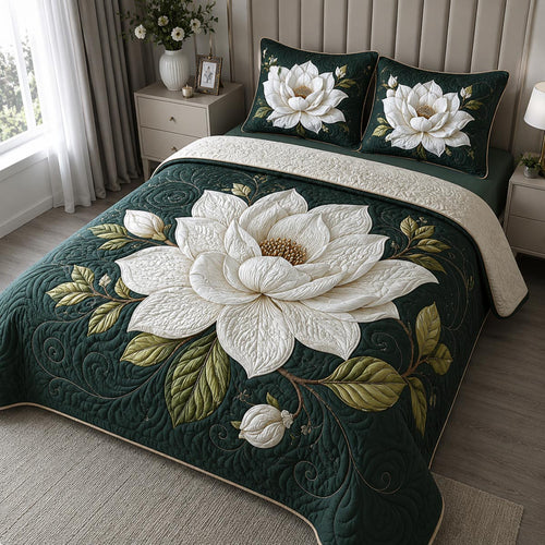 Ethereal Magnolia 3-Piece Quilted Bedding Set NCU0DV3626