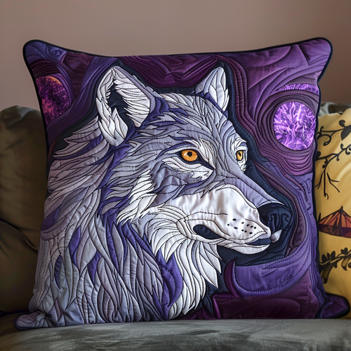 Ethereal Purple Wolf Quilted Pillow Case NCU0NT075