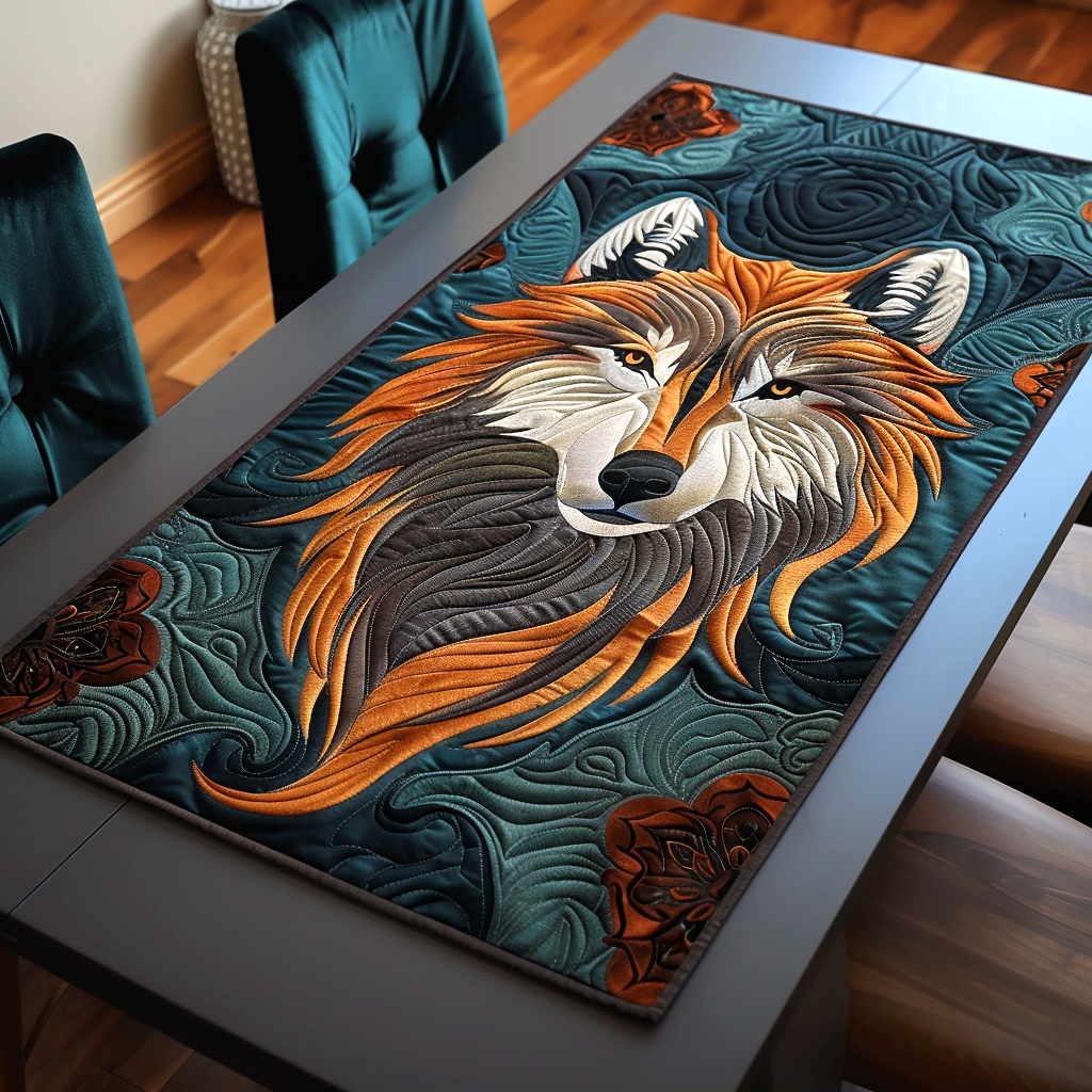 Ethereal Wolf Quilted Table Runner NCU0TH133