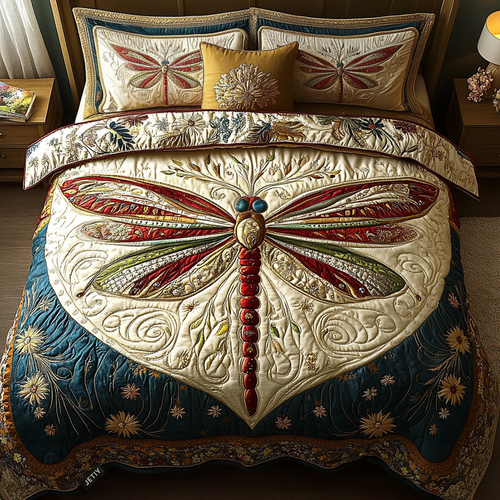 Ethereal Dragonfly 3-Piece Quilted Bedding Set NCU0DK3722