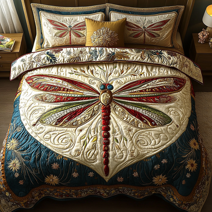 Dragonfly 3-Piece Quilted Bedding Set NCU0VT155