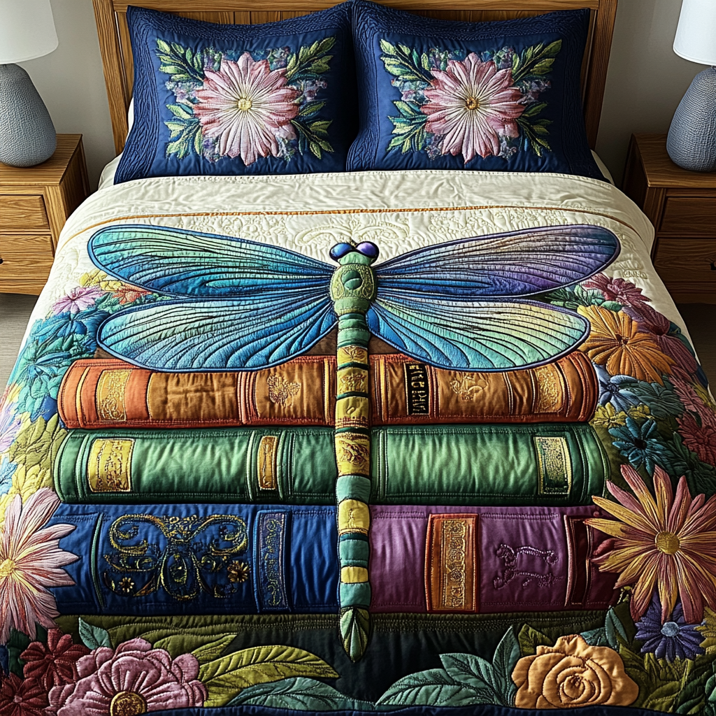 Ethereal Dragonfly Dreams 3-Piece Quilted Bedding Set NCU0VL1311