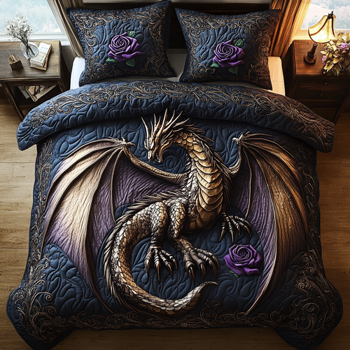 Ethereal Dragons 3-Piece Quilted Bedding Set NCU0DV3824