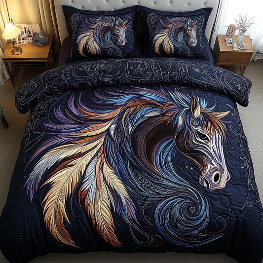 Ethereal Feathers 3-Piece Quilted Bedding Set NCU0VL1298