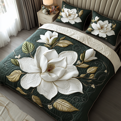 Ethereal Magnolia 3-Piece Quilted Bedding Set NCU0DV3626