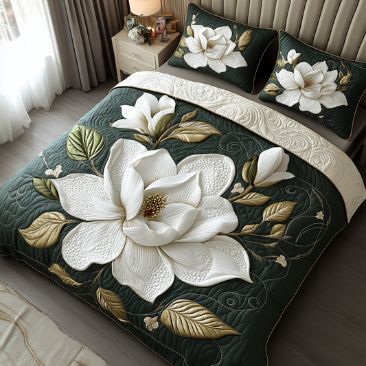 Ethereal Magnolia 3-Piece Quilted Bedding Set NCU0DV3626