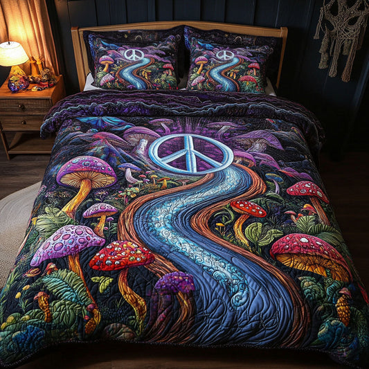 Ethereal Mushroom Path 3-Piece Quilted Bedding Set NCU0PT4067