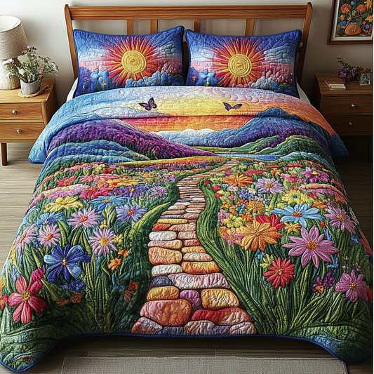 Ethereal Sunset Path 3-Piece Quilted Bedding Set NCU0VL1309