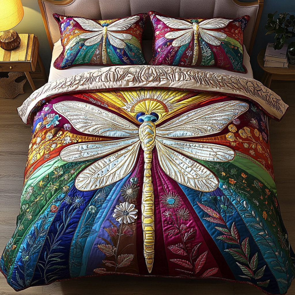 Dragonfly 3-Piece Quilted Bedding Set NCU0VT91