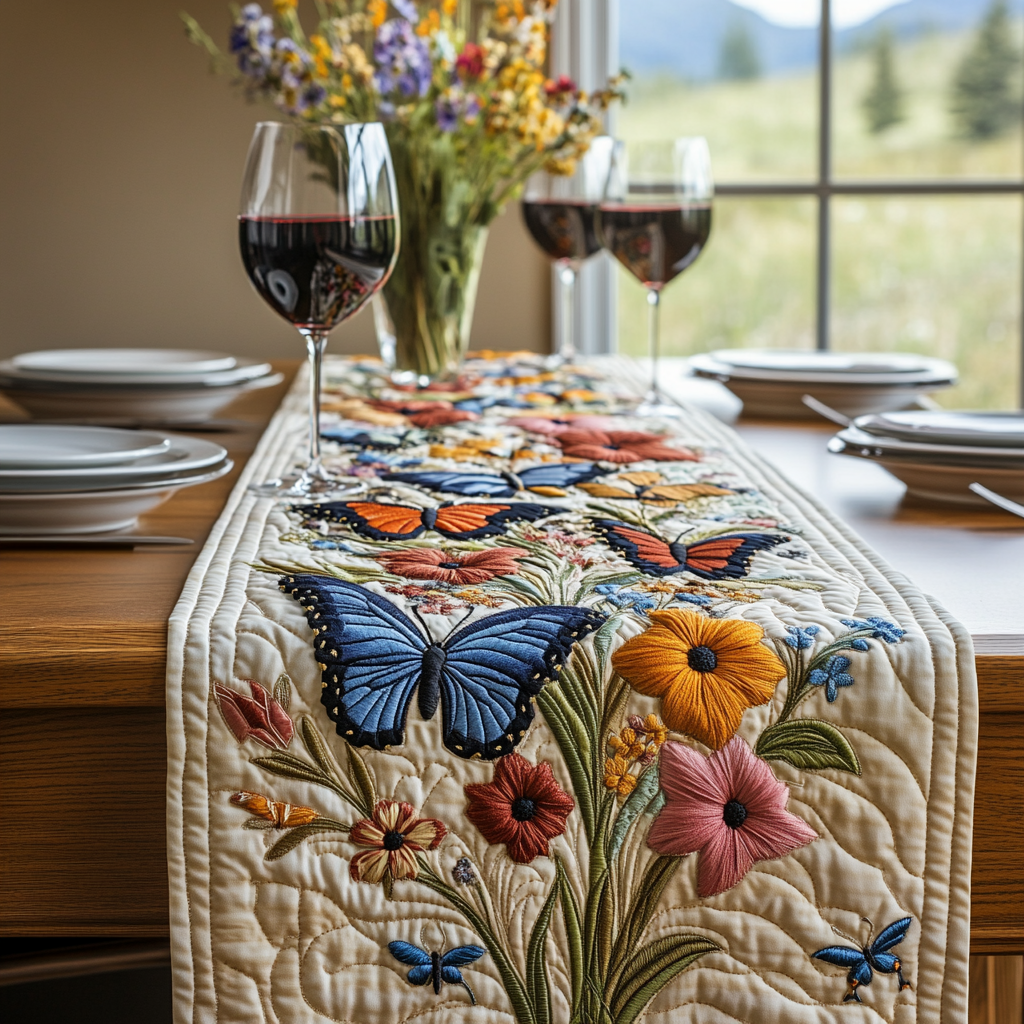 Ethereal Wings Quilted Table Runner NCU0DV3207