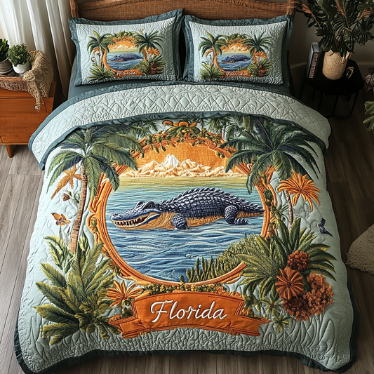 Everglade Chill 3-Piece Quilted Bedding Set NCU0VH4248