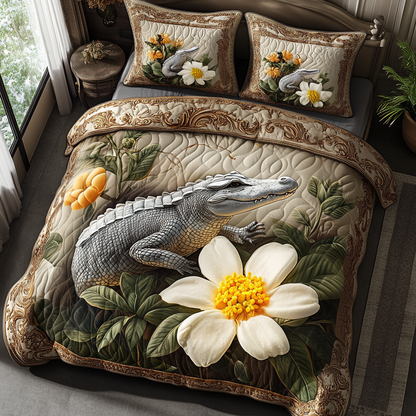 Alligator 3-Piece Quilted Bedding Set NCU0VT153