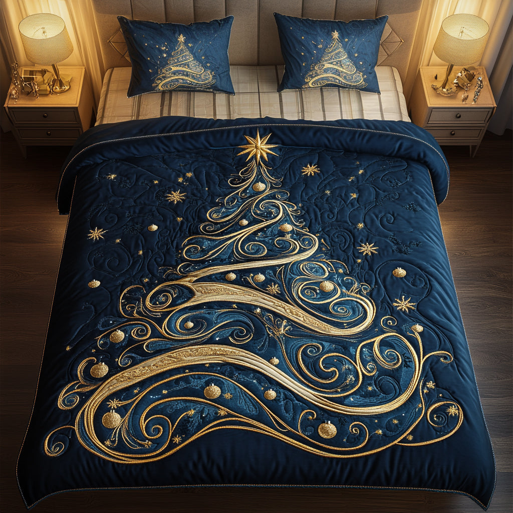 Christmas Tree 3-Piece Quilted Bedding Set NCU0VT341