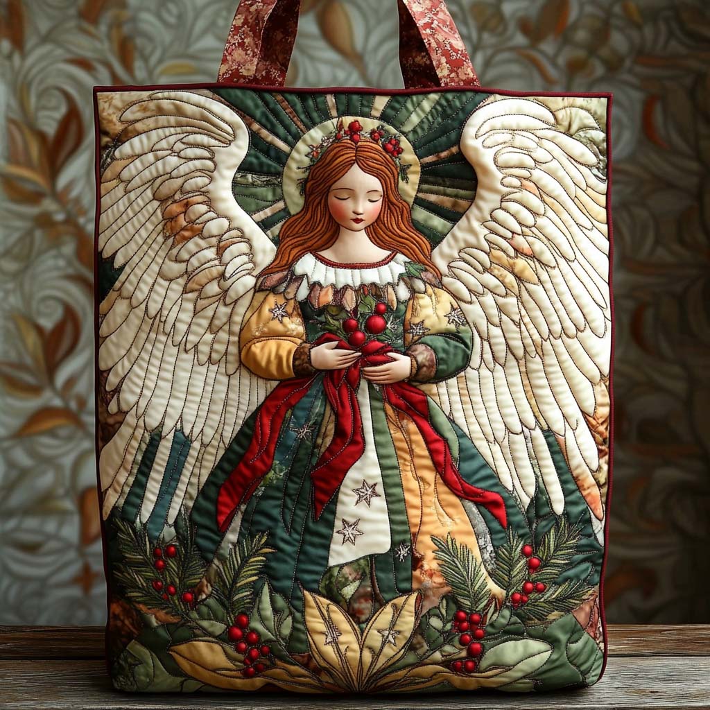 Evergreen Angel Hope Quilted Tote Bag NCU0XD653