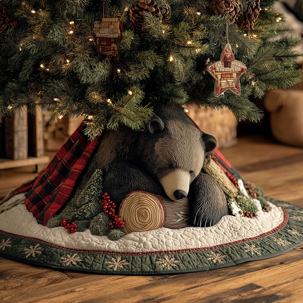 Evergreen Bear Den Christmas Quilted Tree Skirt NCU0TH3600