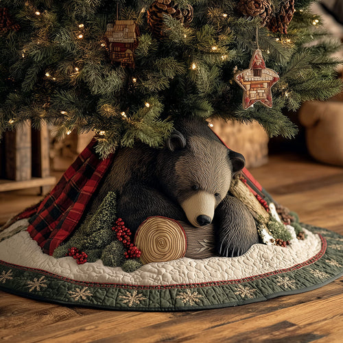 Evergreen Bear Den Christmas Quilted Tree Skirt NCU0TH3600