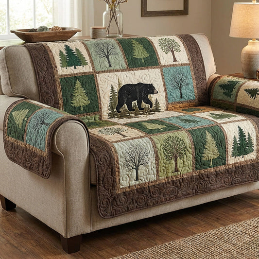 Evergreen Bear Quilted Sofa Cover NCU0TV1600