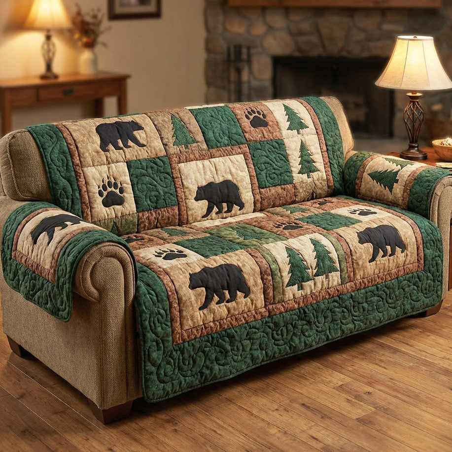 Evergreen Bear Quilted Sofa Cover NCU0TV1631