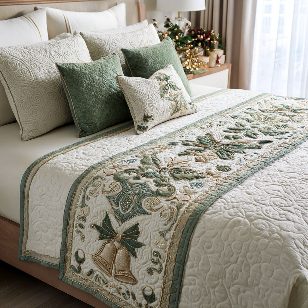 Evergreen Bells Quilted Bed Runner NCU0PT9087
