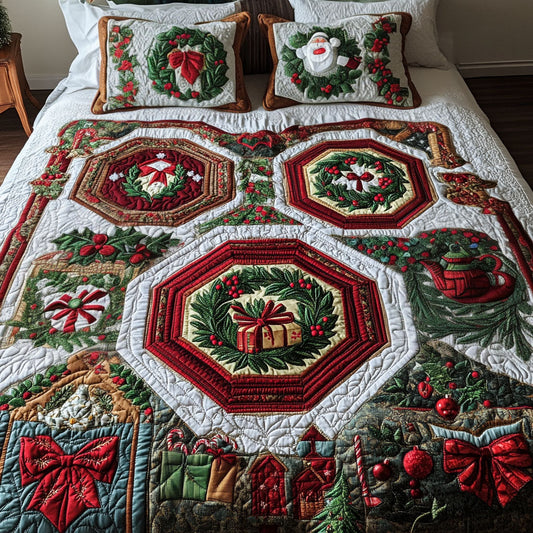 Evergreen Bliss 3-Piece Quilted Bedding Set NCU0PT2506