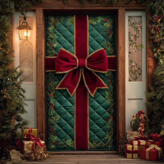 Evergreen Bow Joy Quilted Door Cover NCU0TD1633