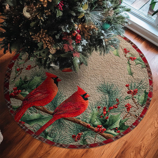 Evergreen Cardinal Quilted Christmas Tree Skirt NCU0DV7848