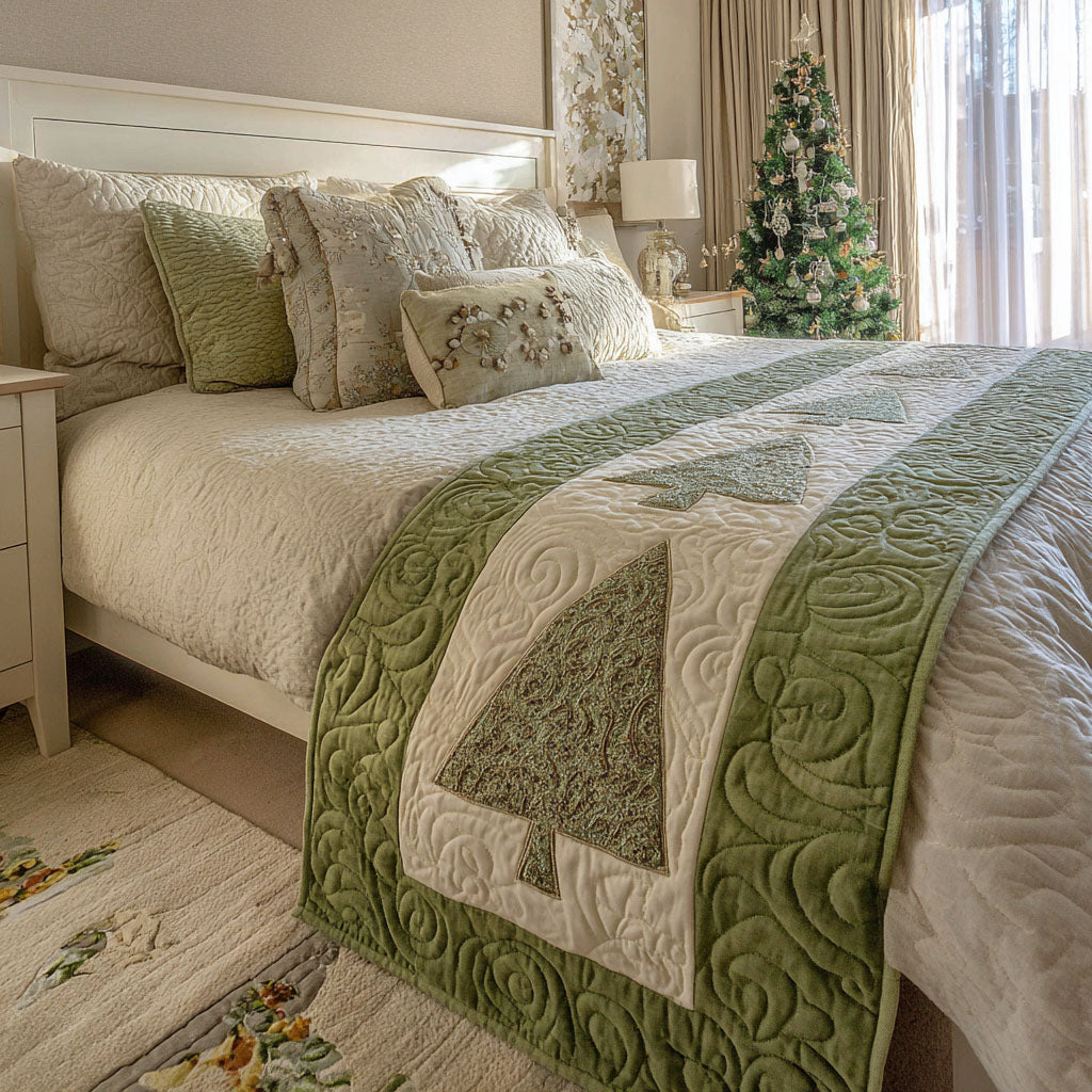 Christmas Tree Quilted Bed Runner NCU0VT346