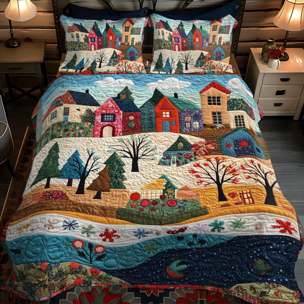 Evergreen Dreams 3-Piece Quilted Bedding Set NCU0PD756