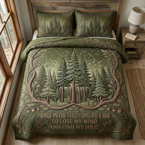Evergreen Escape 3-Piece Quilted Bedding Set NCU0DV9708
