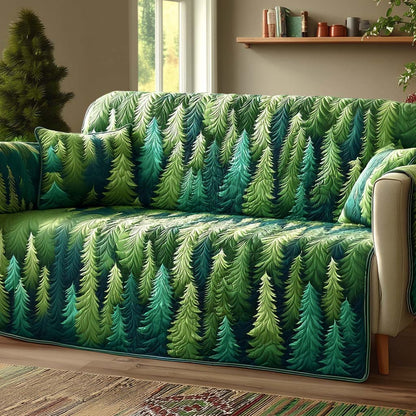Evergreen Forest Quilted Sofa Cover NCU0XD1095