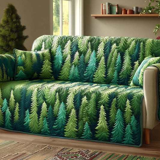 Evergreen Forest Quilted Sofa Cover NCU0XD1095