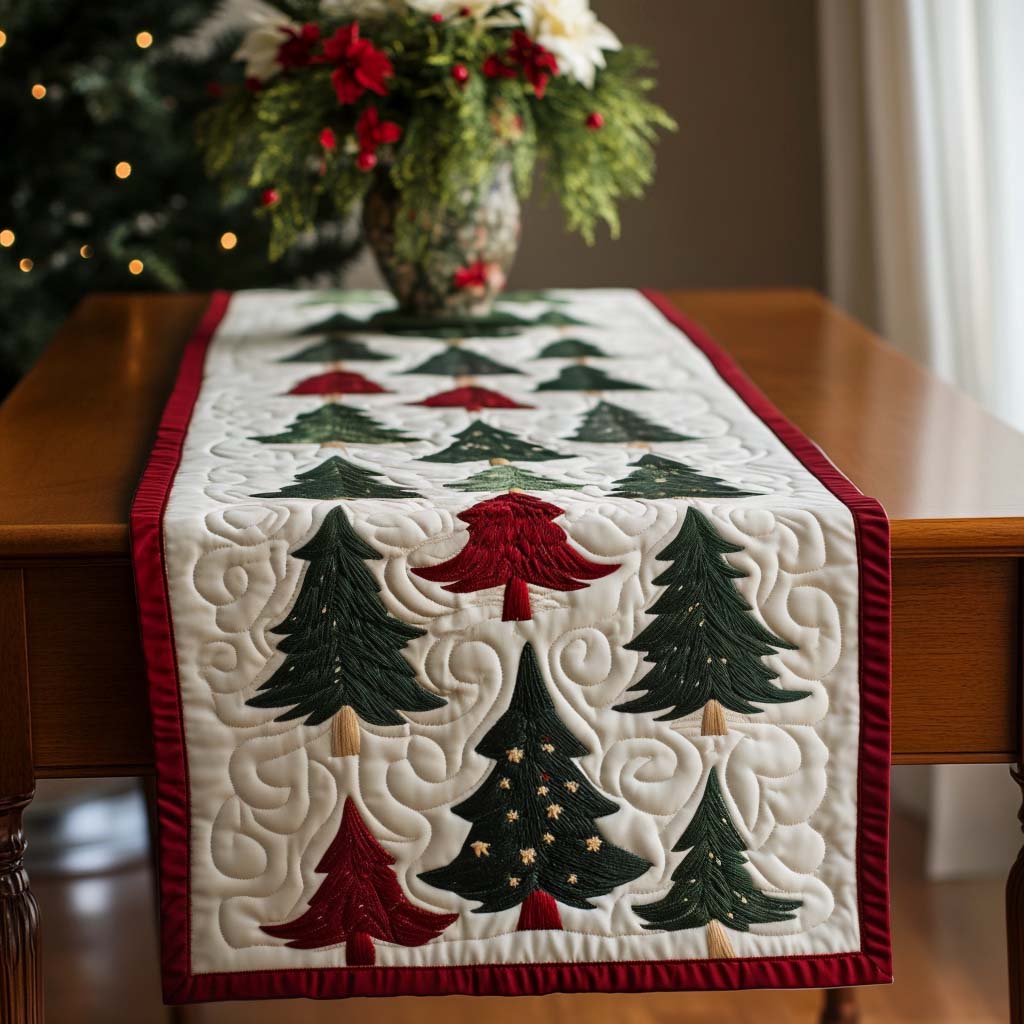 Evergreen Forest Quilted Table Runner NCU0NT2060