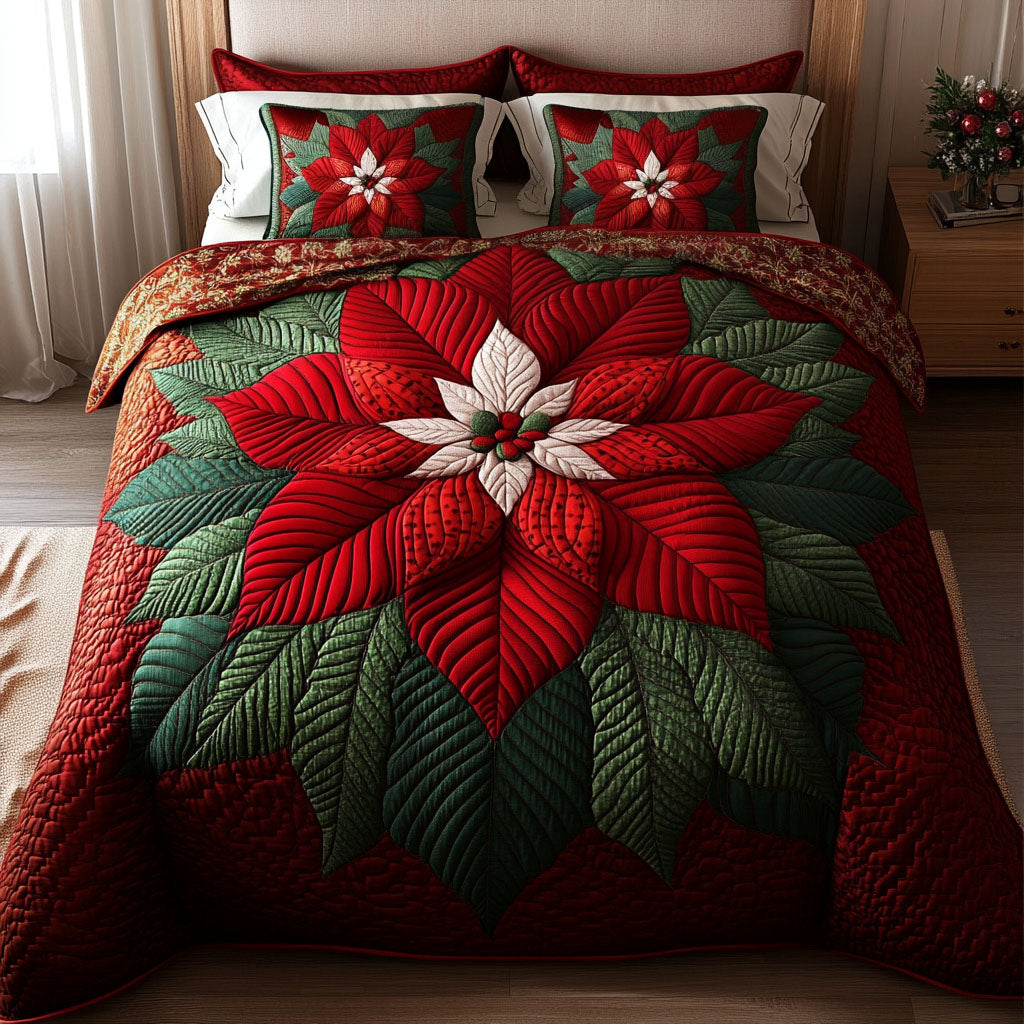 Evergreen Frost 3-Piece Quilted Bedding Set NCU0PT2252