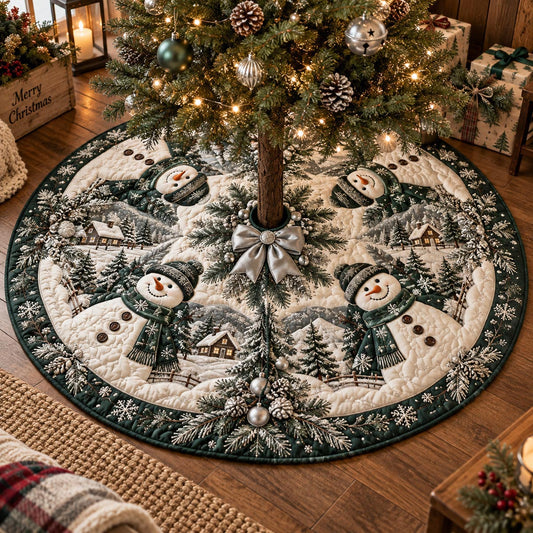 Evergreen Frosty Friends Christmas Quilted Tree Skirt NCU0DV10170