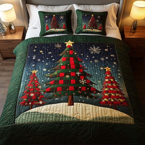 Evergreen Glow 3-Piece Quilted Bedding Set NCU0NT2425