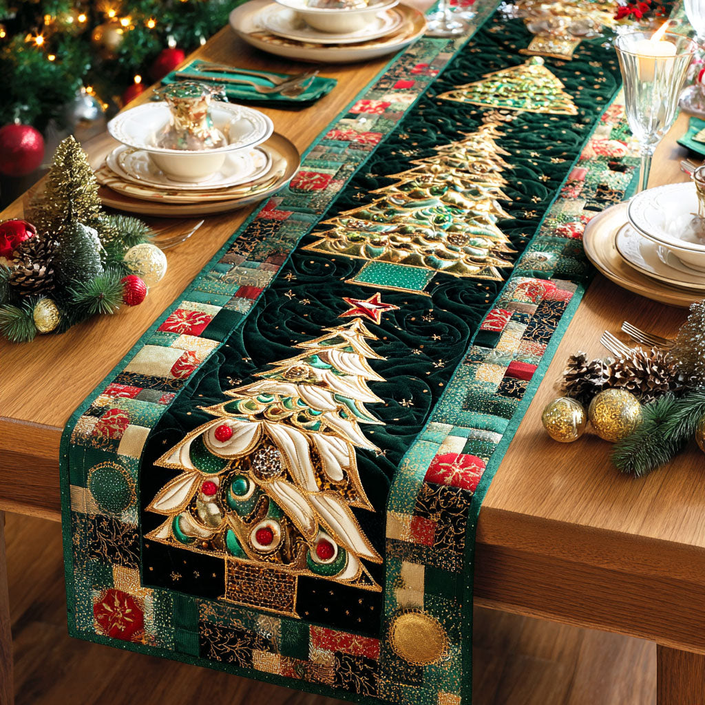 Evergreen Glow Quilted Table Runner NCU0TD549