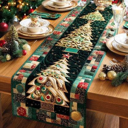 Evergreen Glow Quilted Table Runner NCU0TD549