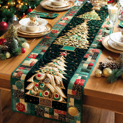 Evergreen Glow Quilted Table Runner NCU0TD549