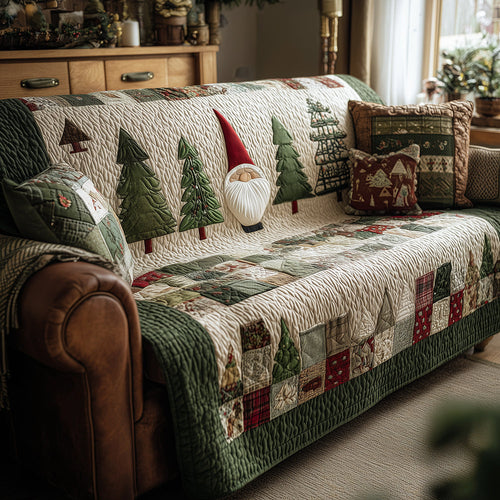 Evergreen Gnome Charm Quilted Sofa Cover NCU0TH3793