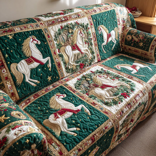 Evergreen Horses Quilted Sofa Cover NCU0TD1997
