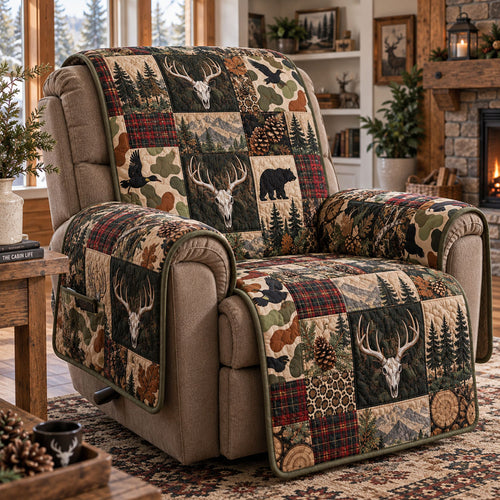 Evergreen Hunting Retreat Quilted Sofa Cover NCU0PT12237