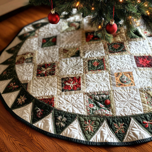 Evergreen Joy Quilted Christmas Tree Skirt NCU0PT1480