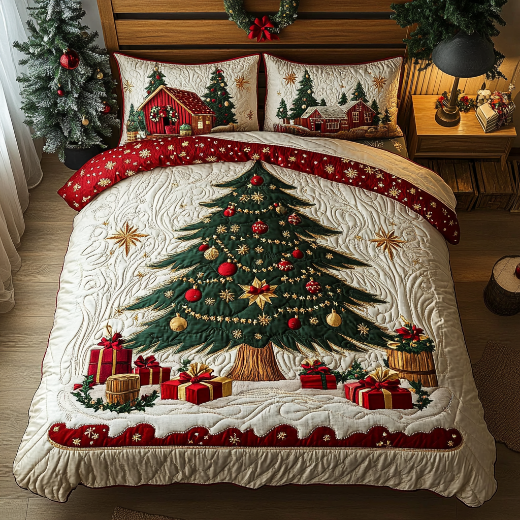 Evergreen Magic 3-Piece Quilted Bedding Set NCU0DK10064