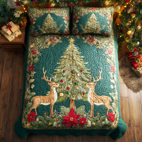 Evergreen Magic 3-Piece Quilted Bedding Set NCU0TV1254