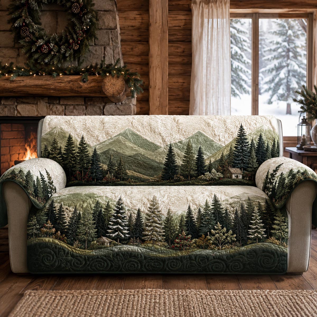Evergreen Mountain Quilted Sofa Cover NCU0DV10047