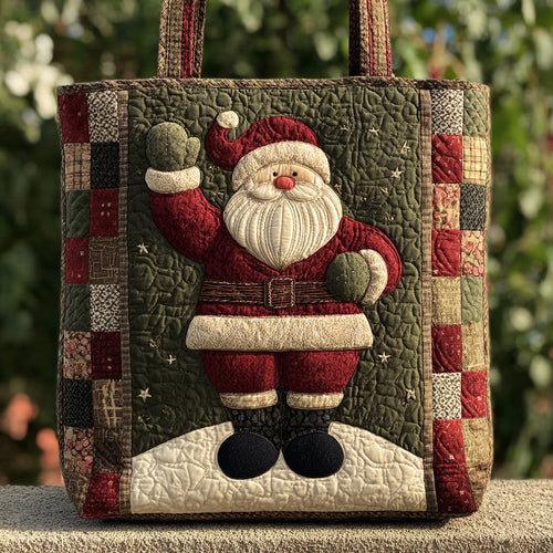 Evergreen Santa Claus Quilted Tote Bag NCU0HH254