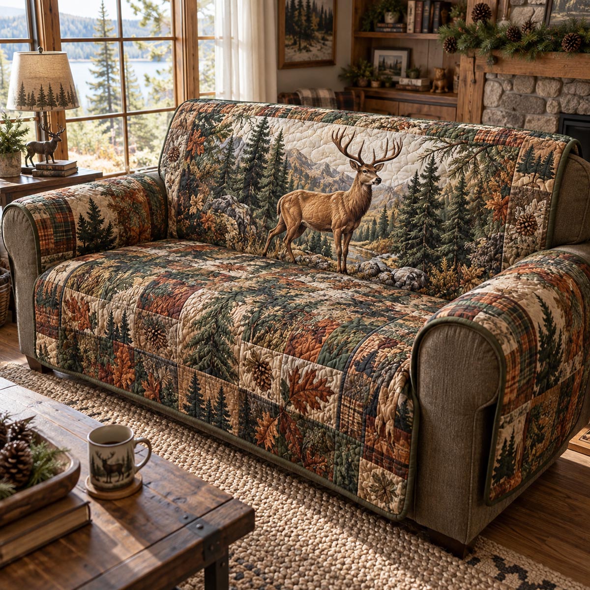 Evergreen Stag Valley Quilted Sofa Cover NCU0DV10199